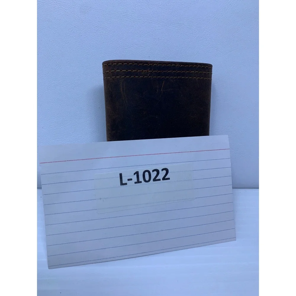Red River Mens OS Brown Distressed Leather Trifold Wallet New